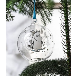 Skleněná vánoční ozdoba Moomin Ski Trip 9 cm