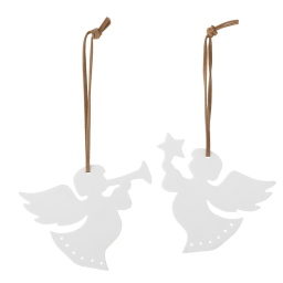 Keramická vánoční ozdoba Angels White - set 2 ks