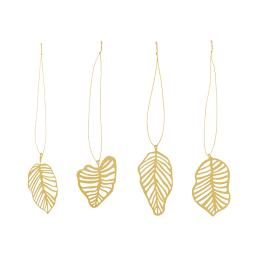 Mosazné ozdoby Deco Leaf Brass - set 4 ks