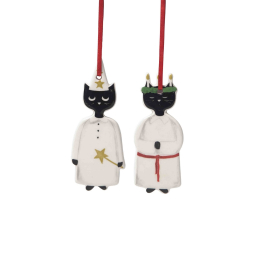 Závěsná keramická dekorace Christmas Cats - 2 ks
