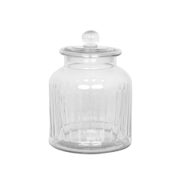 Skleněná dóza s víkem Gustav Ribbed Medium