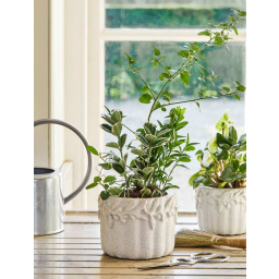 Kameninový květináč Cetara Rustic White 15 cm