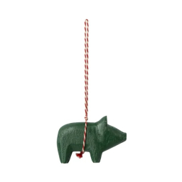 Vánoční dřevěná ozdoba Pig Dark Green