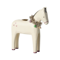 Vánoční dřevěný svícen Horse Off White