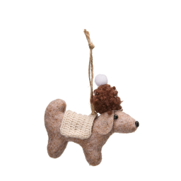 Závěsná dekorace vánoční pejsek Dog Cap Brown
