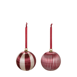 Vánoční baňky Lustre White Burgundy - set 2 ks
