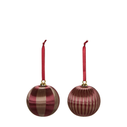 Vánoční baňky Lustre Brown Burgundy - set 2 ks