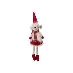 Vánoční dekorace sedící myška Mouse Girl Red
