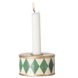 Kovový svícem Drum Green/Off-White