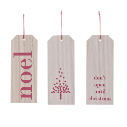 Dřevěné jmenovky na vánoční dárky Noel – set 3 ks 
