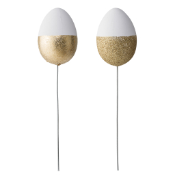 Dekorativní zapichovací vajíčko bílozlaté, 2 ks