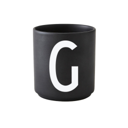 Černý porcelánový hrnek Letter G