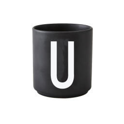 Černý porcelánový hrnek Letter U