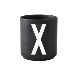 Čierny porcelánový hrnček Písmeno X