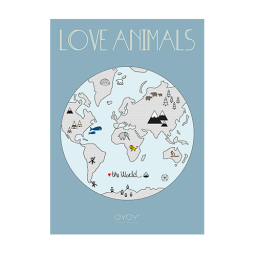 Plakát se zeměkoulí Love Animals