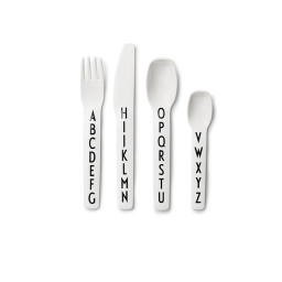Dětský příbor Letters bílý – set 4 ks