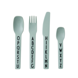 Dětský příbor Letters zelený – set 4 ks