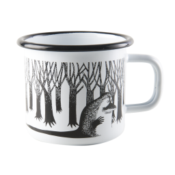 Černobílý smaltovaný plecháček Moomin Groke