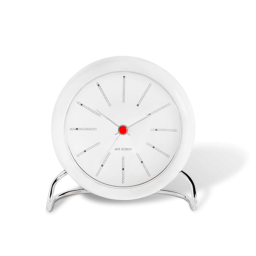 Stolní hodiny s budíkem Bankers White 11 cm