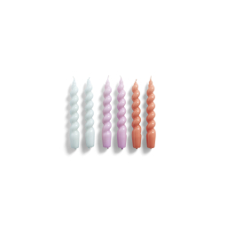 Set 6 ks svíček Spiral Ice Blue Lilac Apricot