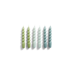 Set 6 ks svíček Spiral Green Arctic Blue Teal