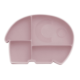 Silikonový dělený talíř s víčkem Elephant Pink