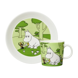 Dárkový set hrnku a talíře Moomin Troll Green 
