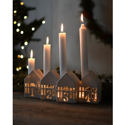 Adventní svícen Staden Houses White - set 4 ks