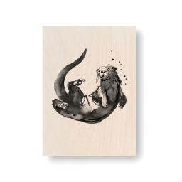 Obrázek na dřevěné kartě Otter 10x15 cm