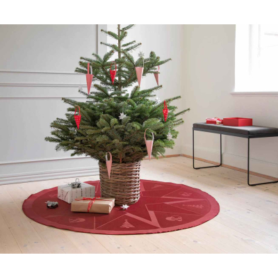                            Koberec pod stromček Vianočný adventný červený 140 cm                        