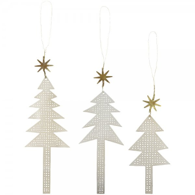 Ozdoba vianočný stromček Silver Tree - set 3 ks                    