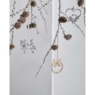                             Vánoční ozdoba Double Heart Silver 7 cm                        