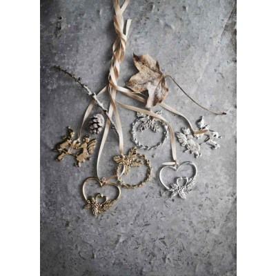                             Vánoční ozdoba Double Heart Silver 7 cm                        