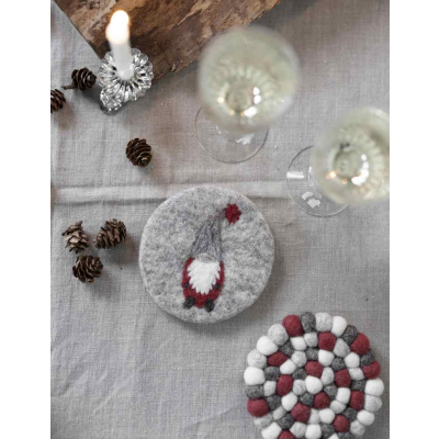                             Vánoční podložka pod horké Santa Light grey 10 cm                        