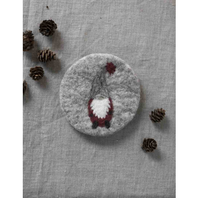 Vánoční podložka pod horké Santa Light grey 10 cm                    
