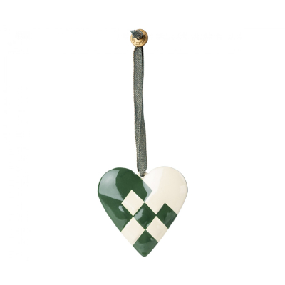 Vánoční plechová ozdoba Braided Heart Dark Green                    