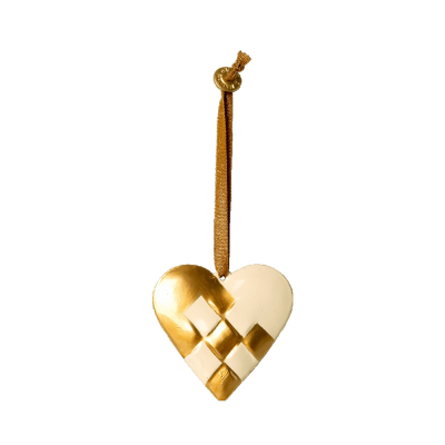Vánoční plechová ozdoba Braided Heart Gold                    