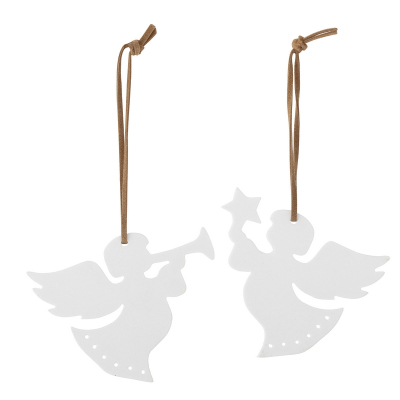 Keramická vánoční ozdoba Angels White - set 2 ks                    
