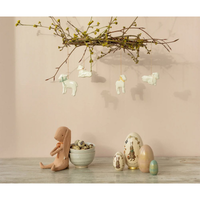                             Velikonoční plechová ozdoba beránek Lamb Off-white                        