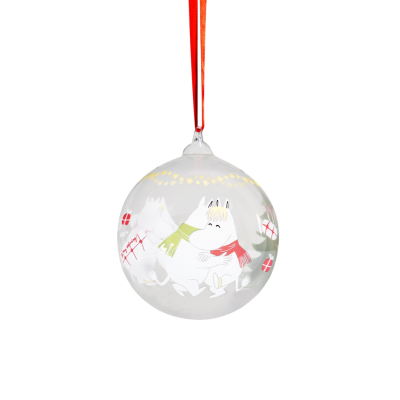Skleněná vánoční ozdoba Moomin Happy Holidays 9 cm                    