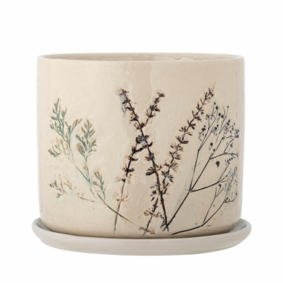 Kameninový květináč s podmiskou Bea Nature 21 cm                    