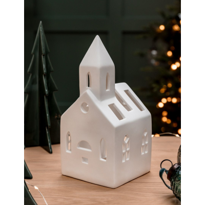 Keramický svícen domeček Airdrie White Church                    