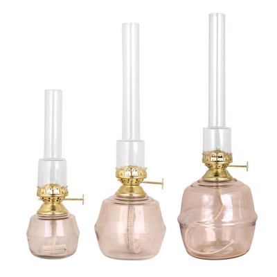                             Skleněná petrolejová lampa Majken Ash Rose 32,5 cm                        