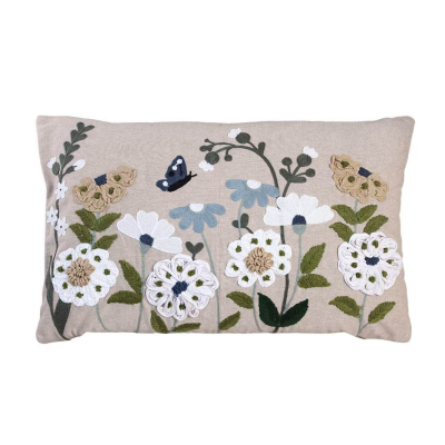 Povlak na polštář Flora Embroidered Blue 60x40 cm                    