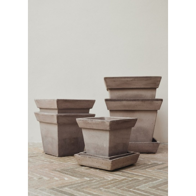                             Květináč s podmiskou Gaia Square Grey 25 cm                        
