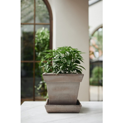                             Květináč s podmiskou Gaia Square Grey 25 cm                        