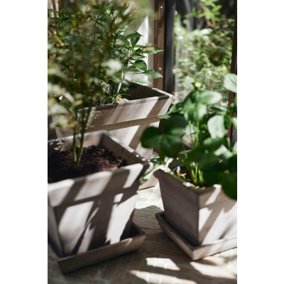                             Květináč s podmiskou Gaia Square Grey 25 cm                        