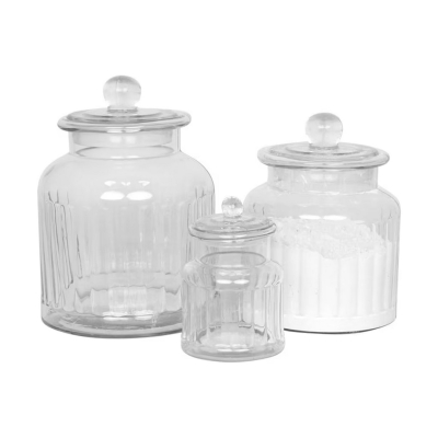                             Skleněná dóza s víkem Gustav Ribbed Small                        