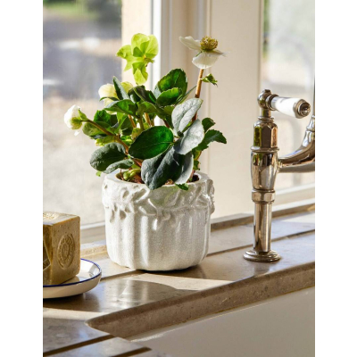 Kameninový květináč Cetara Rustic White 13 cm                    