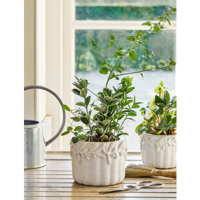 Kameninový květináč Cetara Rustic White 15 cm                    